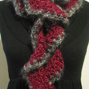 Extra Long Hand Crocheted Curly Mohair Scarf-NEW